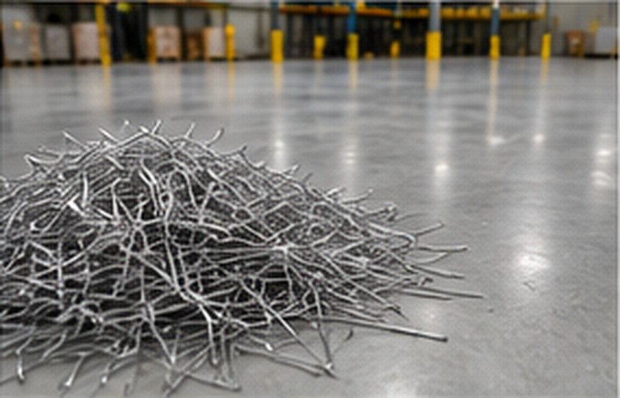Steel fibers incorporated into concrete for a steel fiber reinforced concrete slab
