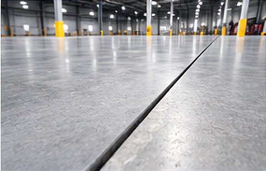 Finished industrial concrete floor with long, straight joint layout